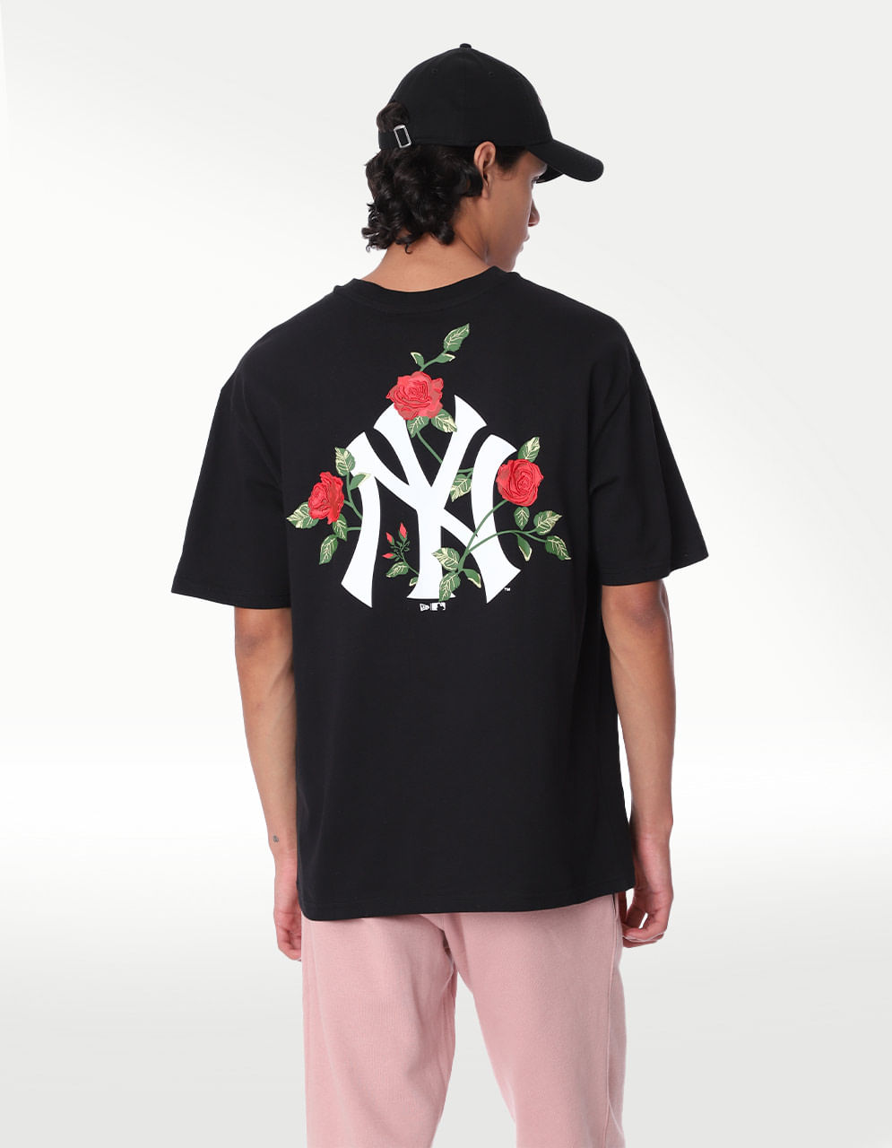 NEW ERA NEW YORK YANKEES MLB FLORAL GRAPHIC BLACK OVERSIZED T-SHIRT 60332266