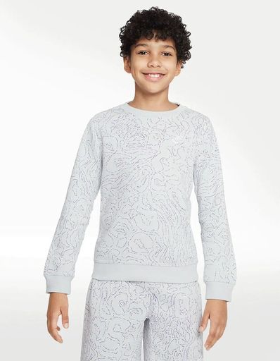 SUDADERA NIKE B NSW CLUB FT AOP SSNL CREW