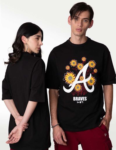 PLAYERA NE MLB FLORAL LOGO OS ATLBRA  BLKWHI
