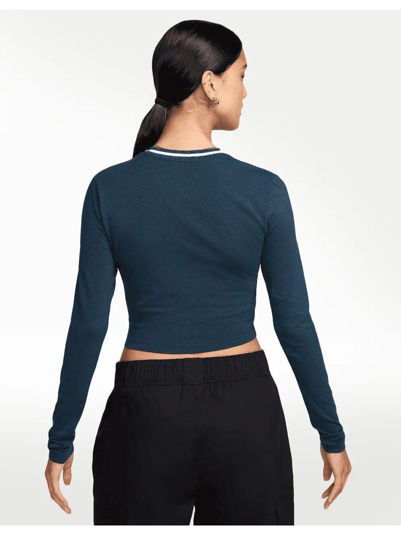 Nike Sportswear Chill Knit Camiseta corta de manga larga y ajuste entallado con estampado Mujer Azul